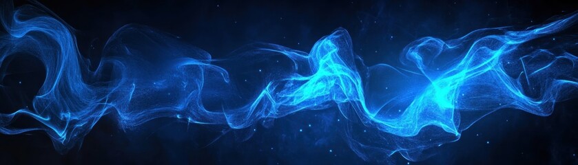 Poster - An abstract ethereal blue smoke swirls across a dark background