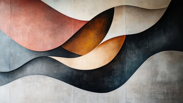 Abstract undulating shapes create a modern textured wall design