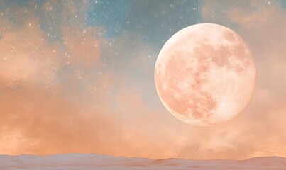Wall Mural - mysterious and captivating scene featuring a large, shining full moon, generative ai