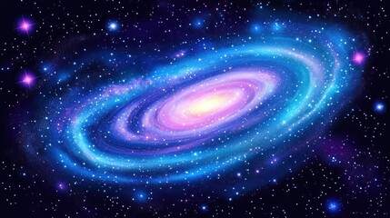 Poster - Stunning spiral galaxy shines brilliantly amidst a starry night