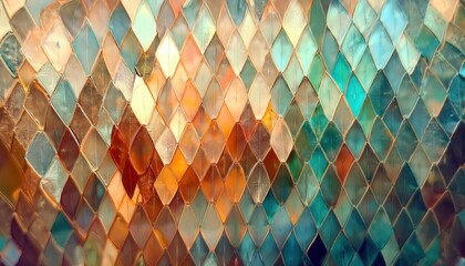 Leinwandbilder - abstract textured glass pattern in warm and cool tones, decorative geometric design with leaf shaped elements

