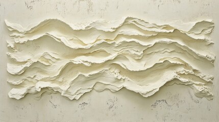Poster - Textured white artwork featuring layered organic wavy forms and surface
