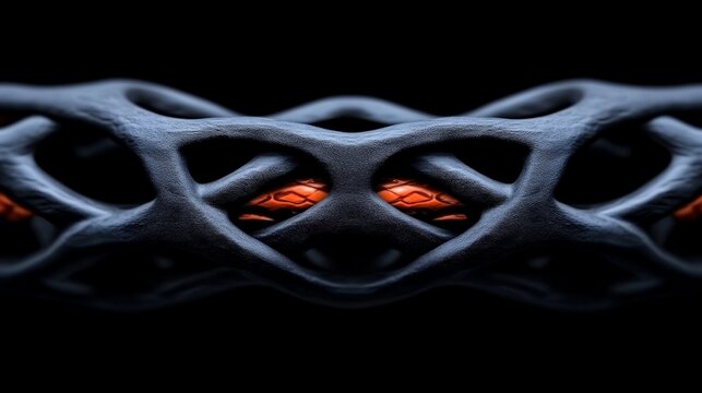 Abstract 3D Rendering of Organic Structure with Orange Accent Color