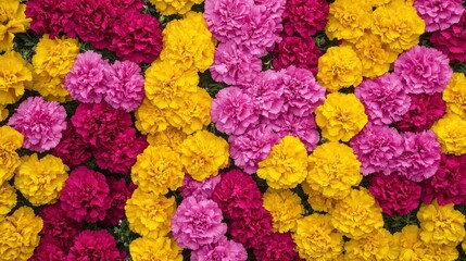 Poster - Multicolored marigolds in full bloom create a vibrant garden display