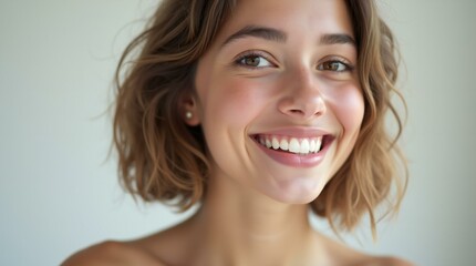 Happy Woman Smiling Face Portrait.