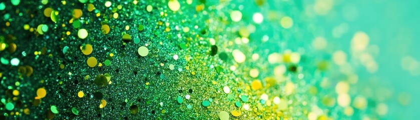 Poster - Green and gold glitter sparkles create a dreamy abstract pattern
