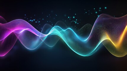 Poster - Abstract gradient flowing waves in a futuristic digital landscape