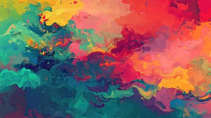 Poster - Abstract fluid painting showcases vibrant colors in swirling patterns