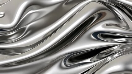Wall Mural - abstract video concept with a close-up angle of smooth, flowing metallic waves, creating a futuristi