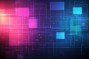 Poster - Abstract technology background featuring colorful squares in a modern digital design layout
