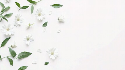 Wall Mural - Isolated Single White Daisy Flower With Delicate Petals on Background