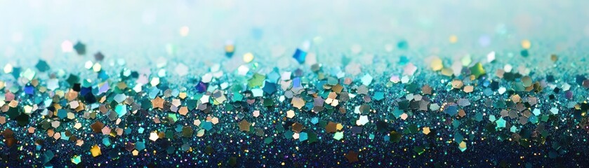 Poster - Sparkling blue and turquoise glitter creates a festive backdrop