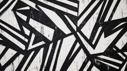 Aufkleber - Abstract black and white pattern with intersecting geometric shapes