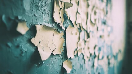 Poster - Flaking paint reveals layers of age on a textured wall