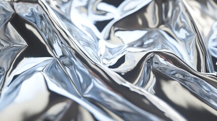 Poster - Gleaming metallic fabric drapes and folds with light reflections