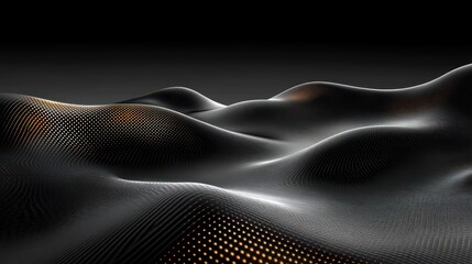 Aufkleber - Abstract dark landscape with illuminated dots and flowing lines