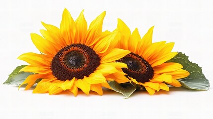 Wall Mural - Bright Sunflowers Isolated on White Background for Natural Beauty