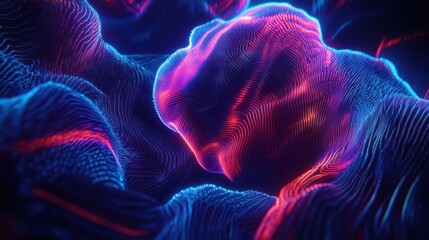 Poster - Abstract data landscape formed by pink and blue lines