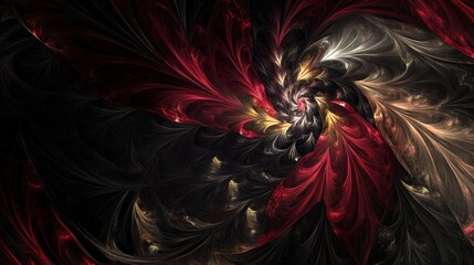 Poster - Abstract fractal art featuring a central swirling floral motif