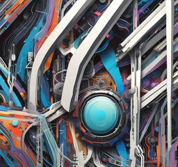 Fototapete - Illustration of abstract technology background.