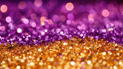 Poster - Shimmering purple and gold glitter creates an abstract design