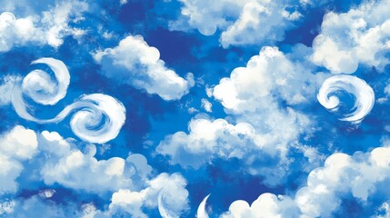 Wall Mural - abstract background of white clouds in the sky. blue sky with fluffy clouds