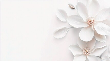 Wall Mural - Beautiful White Magnolia Flower with Intricate Petals Isolated