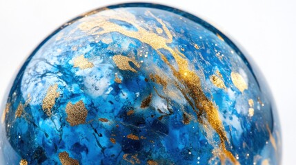 Aufkleber - Decorative sphere shows swirling blues and gold with glossy finish