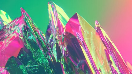 Aufkleber - Abstract colorful crystal formations with dynamic lighting and reflections