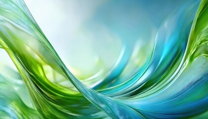 Poster - ethereal abstract flow in blue and green hues with dynamic light textures, perfect for modern design and digital art projects

