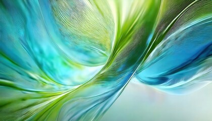 Poster - ethereal abstract flow in blue and green hues with dynamic light textures, perfect for modern design and digital art projects

