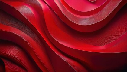 Poster - abstract red wave patterns with layered curves and fine textures for modern design background or artistic prints