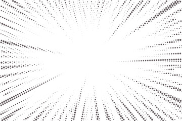Poster - Radial halftone lines background. Comic manga dotted pattern. Cartoon zoom effect with sunrays or bang burst. Vector.