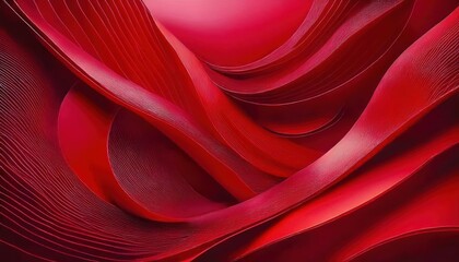 Poster - abstract red wave patterns with layered curves and fine textures for modern design background or artistic prints