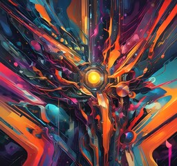 Wall Mural - illustration of abstract technology background.
