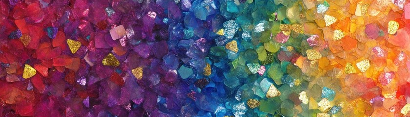 Poster - Vibrant rainbow array of glass gems with gold accents