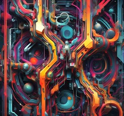 Wall Mural - illustration of abstract technology background.