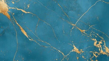 Abstract pattern featuring blue background with golden veins throughout