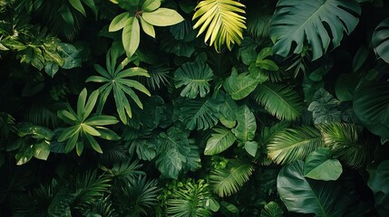 Wall Mural - Dense Green Foliage Creating a Textured Natural Wall of Leaves