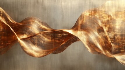 Wall Mural - Abstract bronze fabric flows gracefully across a textured backdrop