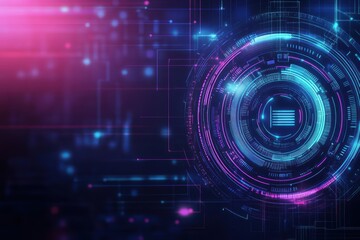 Aufkleber - Futuristic cyber background featuring a prominent circular shape in a digital environment
