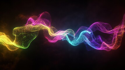 Poster - Abstract neon wave flowing across a black background brilliantly