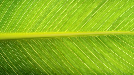 Poster - Close up photograph captures a green leaf with parallel veins