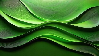 Aufkleber - curved green paper layers forming abstract wave pattern for modern graphic design and eco-themed visual background