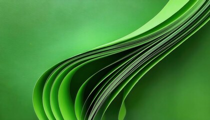 Aufkleber - curved green paper layers forming abstract wave pattern for modern graphic design and eco-themed visual background