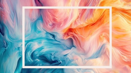 Poster - An abstract painting featuring swirls of color inside white frame