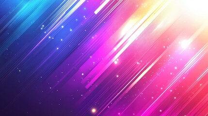 Poster - Colorful gradient background with diagonal lines and sparkling particles