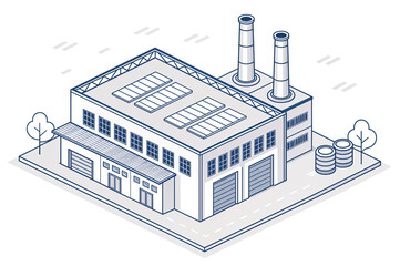 Poster - 3d isometric model of industrial building . Generative AI . Generative AI