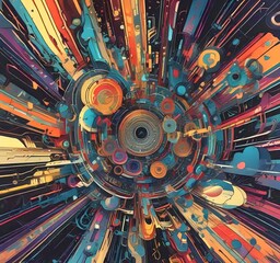 Poster - illustration of abstract technology background.