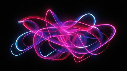 Aufkleber - Neon light trails form an abstract shape in darkness